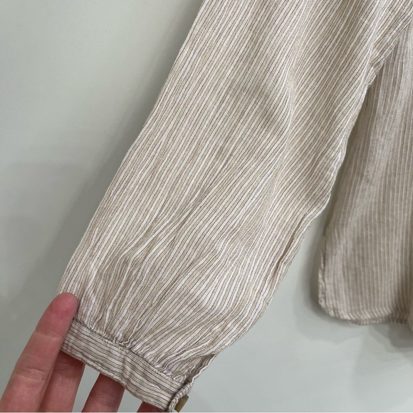 isabel marant etoile striped 1/2 button up top tan cream cotton 38 US Medium - Picture 5 of 11